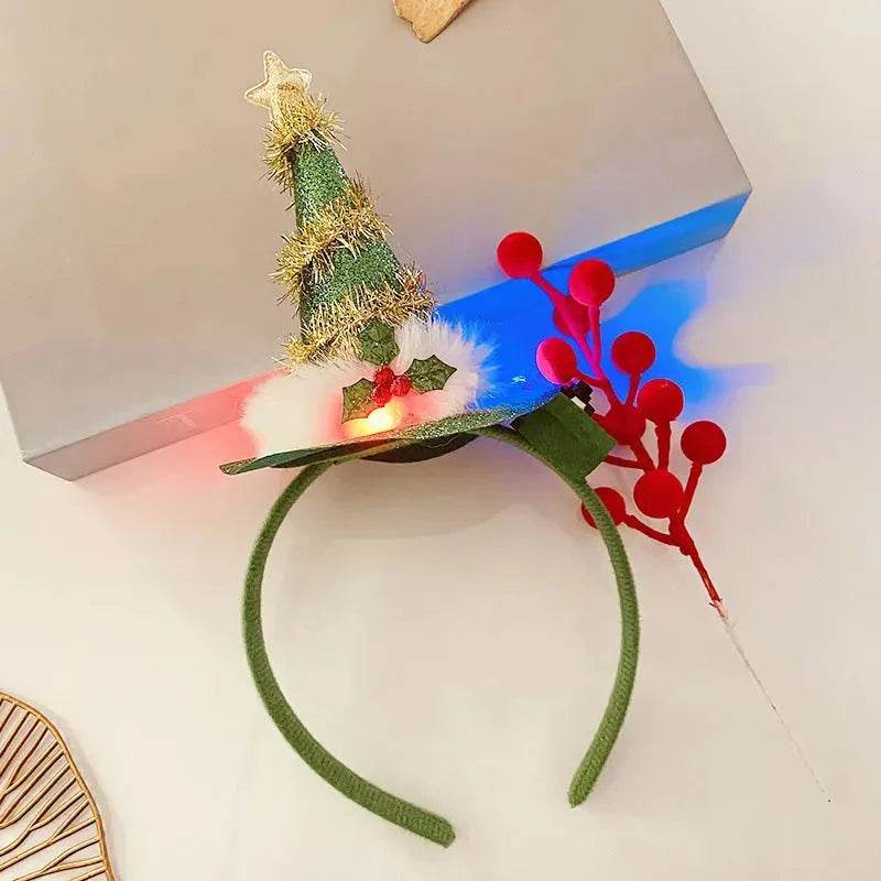 Diadema navideña luminosa con copo de nieve para mujer