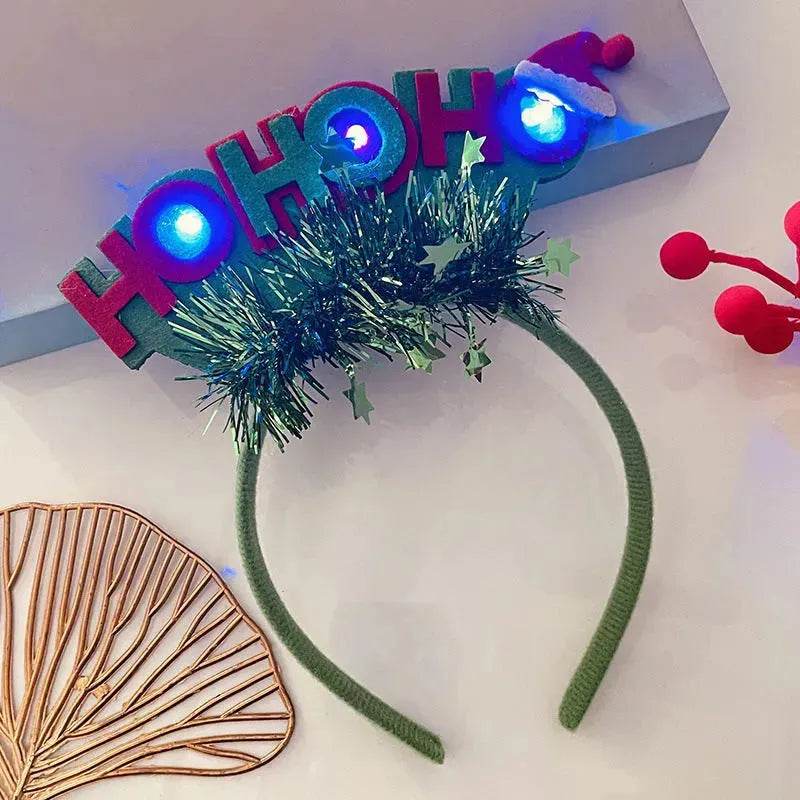 Diadema navideña luminosa con copo de nieve para mujer