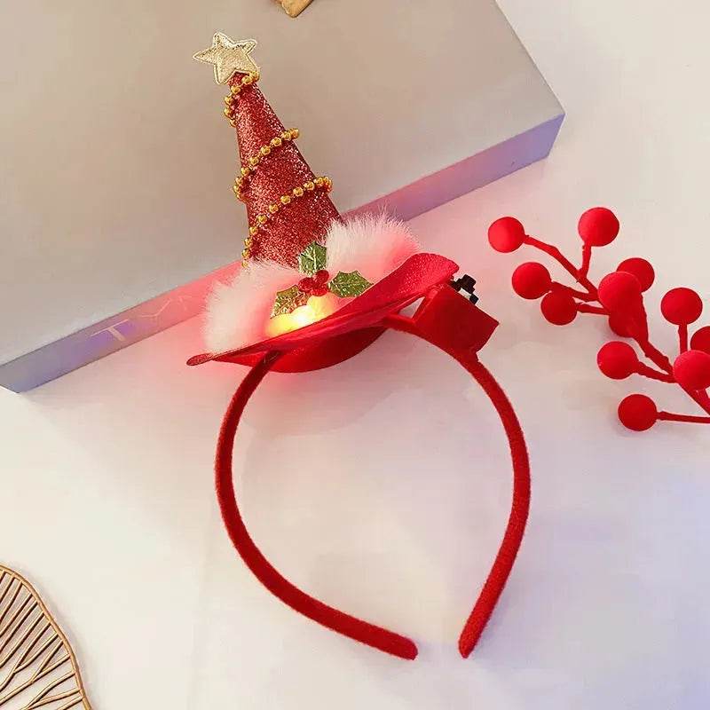 Diadema navideña luminosa con copo de nieve para mujer