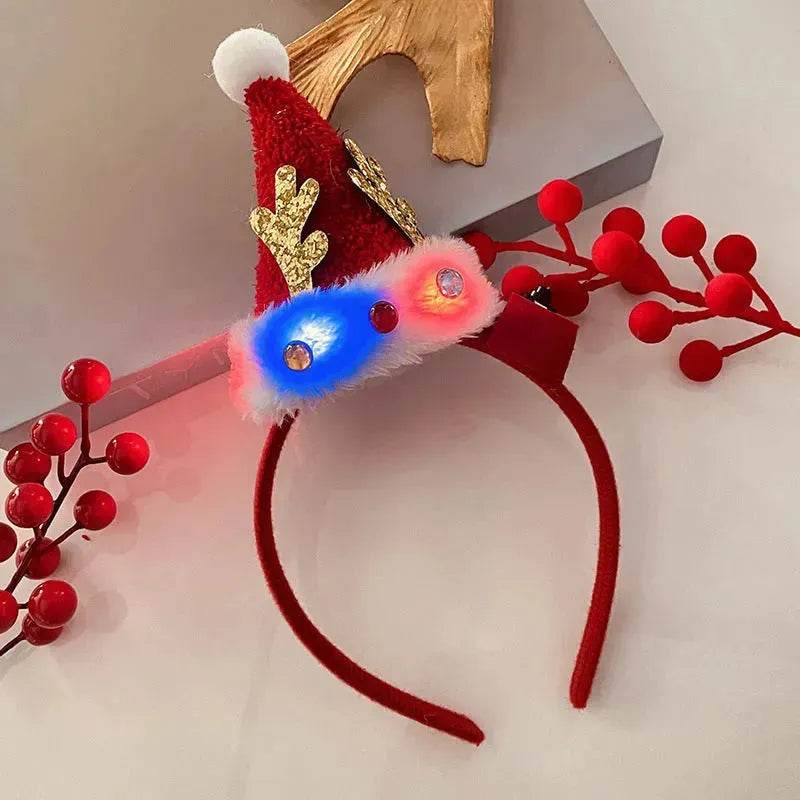 Diadema navideña luminosa con copo de nieve para mujer