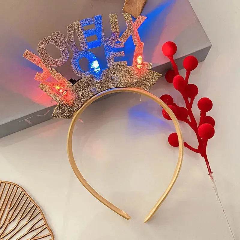 Diadema navideña luminosa con copo de nieve para mujer