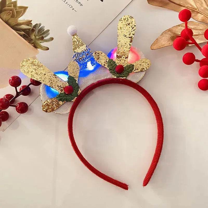 Diadema navideña luminosa con copo de nieve para mujer
