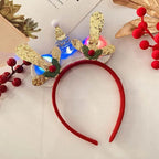 Diadema navideña luminosa con copo de nieve para mujer