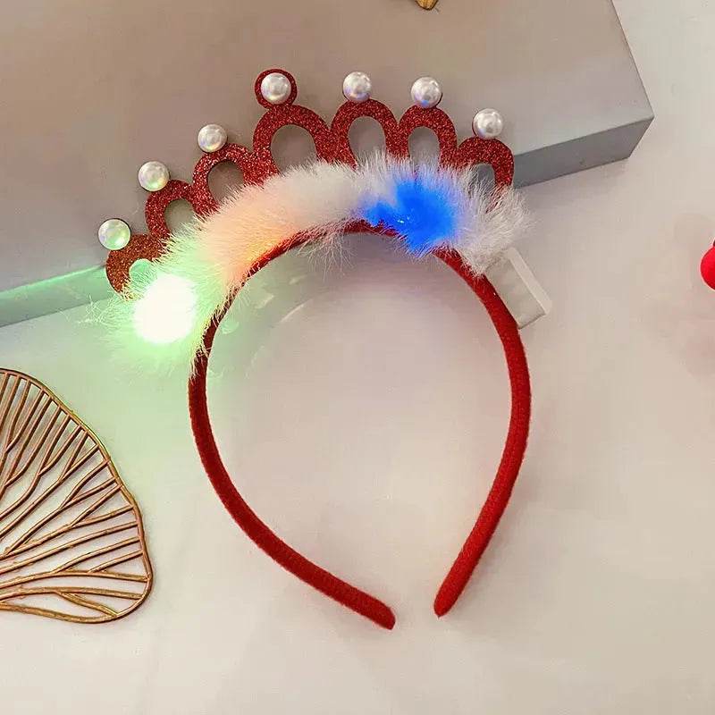 Diadema navideña luminosa con copo de nieve para mujer