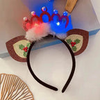 Diadema navideña luminosa con copo de nieve para mujer