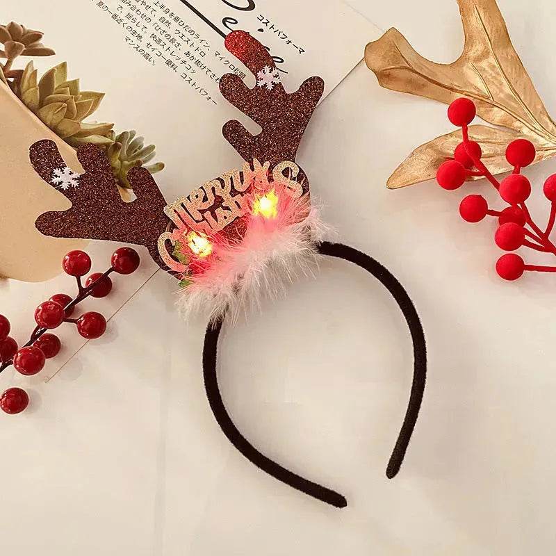 Diadema navideña luminosa con copo de nieve para mujer