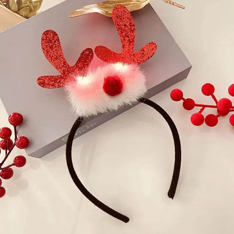 Diadema navideña luminosa con copo de nieve para mujer