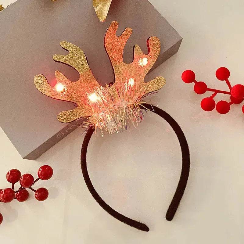 Diadema navideña luminosa con copo de nieve para mujer