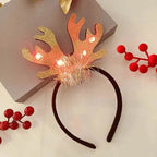 Diadema navideña luminosa con copo de nieve para mujer
