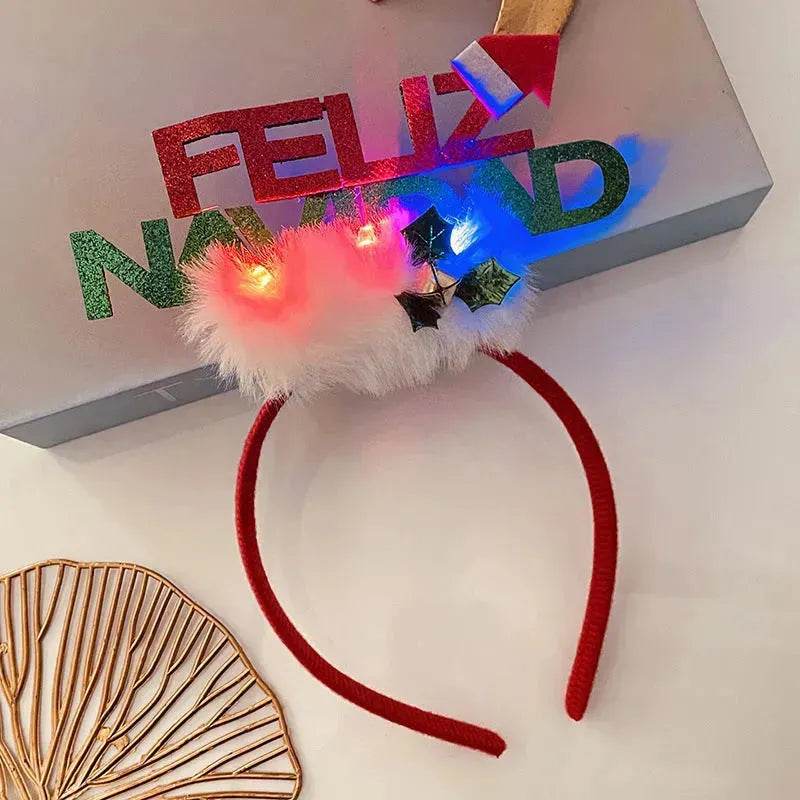 Diadema navideña luminosa con copo de nieve para mujer