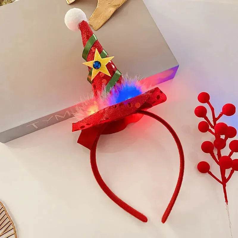 Diadema navideña luminosa con copo de nieve para mujer