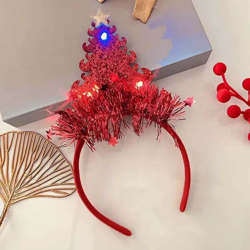 Diadema navideña luminosa con copo de nieve para mujer