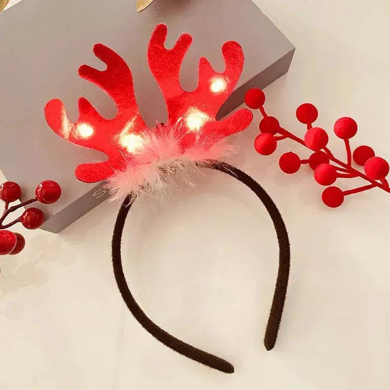Diadema navideña luminosa con copo de nieve para mujer