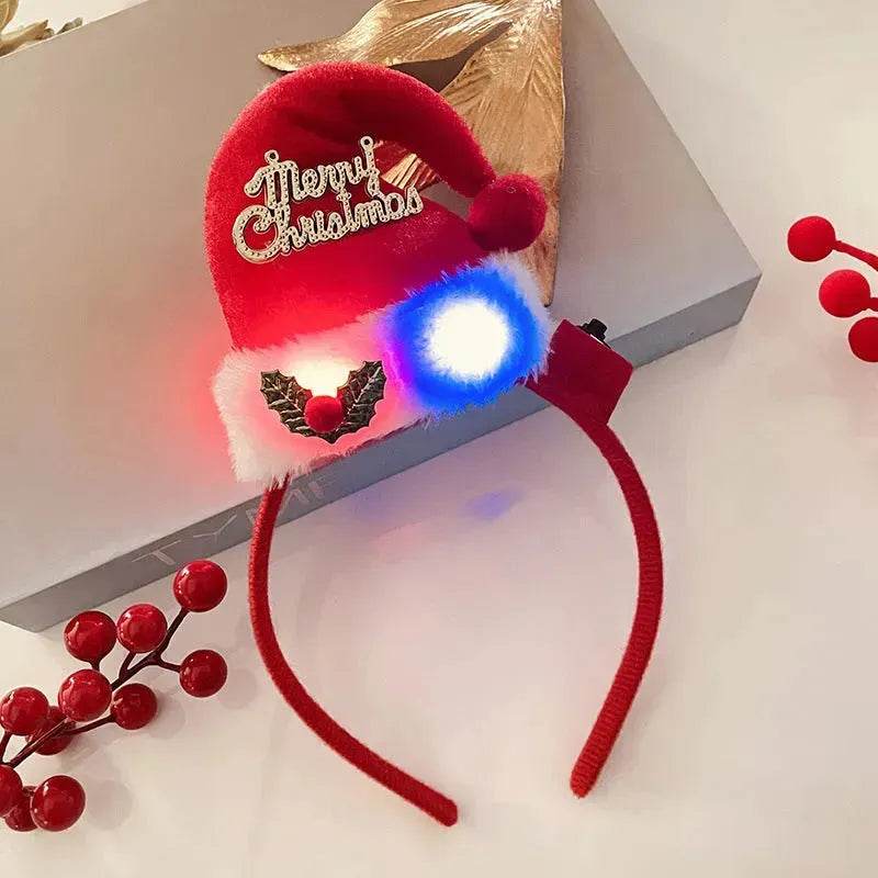 Diadema navideña luminosa con copo de nieve para mujer