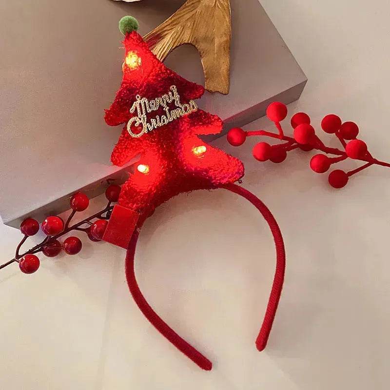 Diadema navideña luminosa con copo de nieve para mujer