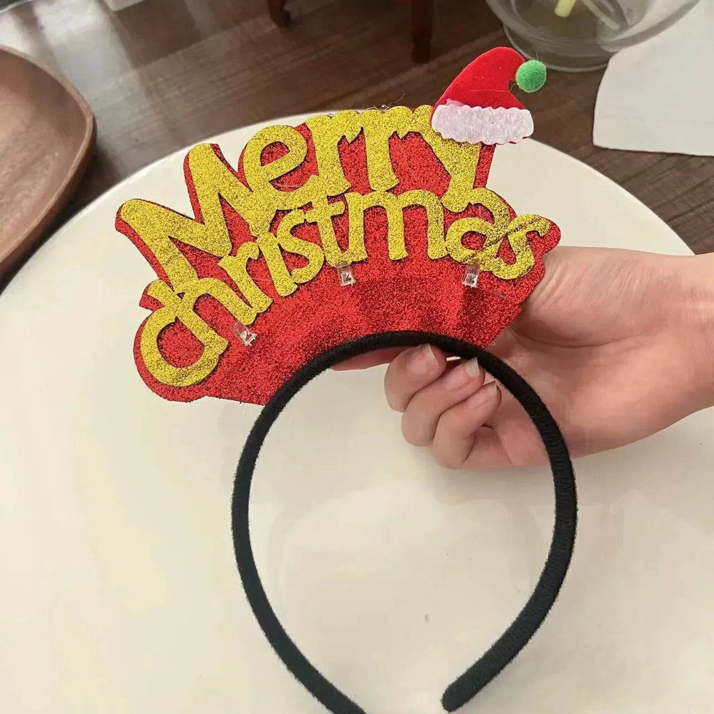 Diadema navideña luminosa con copo de nieve para mujer