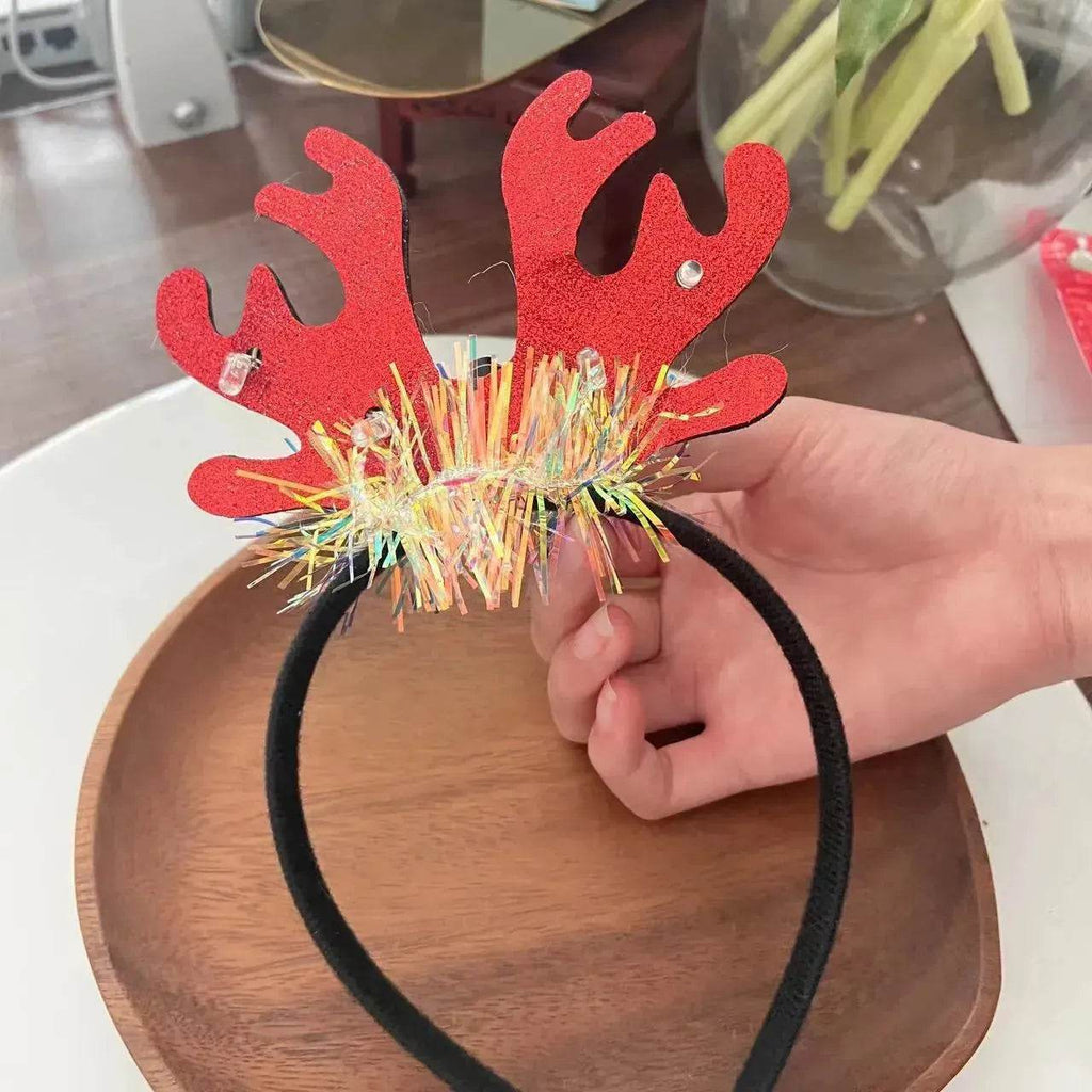 Diadema navideña luminosa con copo de nieve para mujer