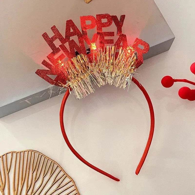Diadema navideña luminosa con copo de nieve para mujer
