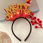 Diadema navideña luminosa con copo de nieve para mujer