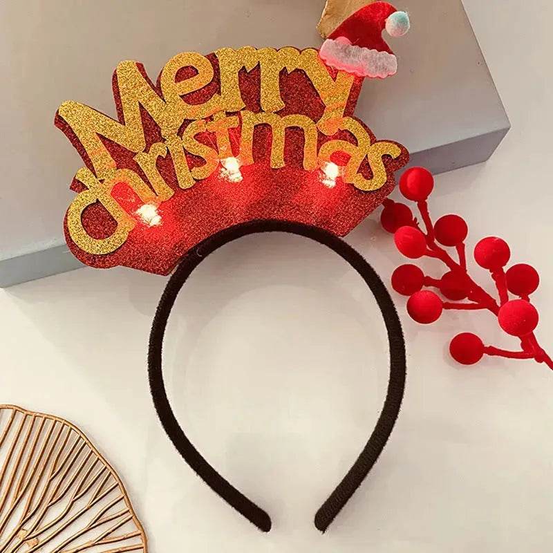 Diadema navideña luminosa con copo de nieve para mujer