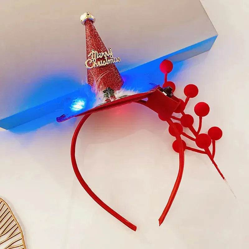 Diadema navideña luminosa con copo de nieve para mujer