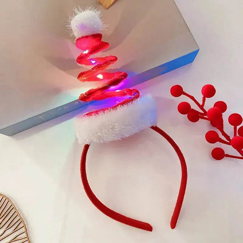 Diadema navideña luminosa con copo de nieve para mujer