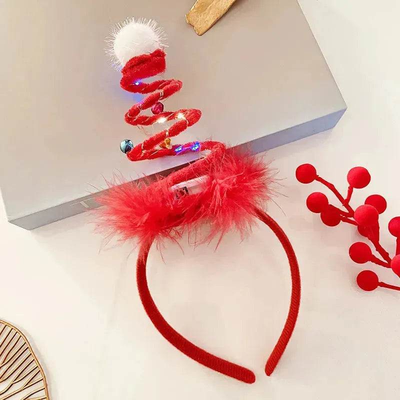 Diadema navideña luminosa con copo de nieve para mujer
