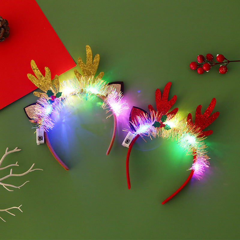 Diadema navideña luminosa con diseños festivos