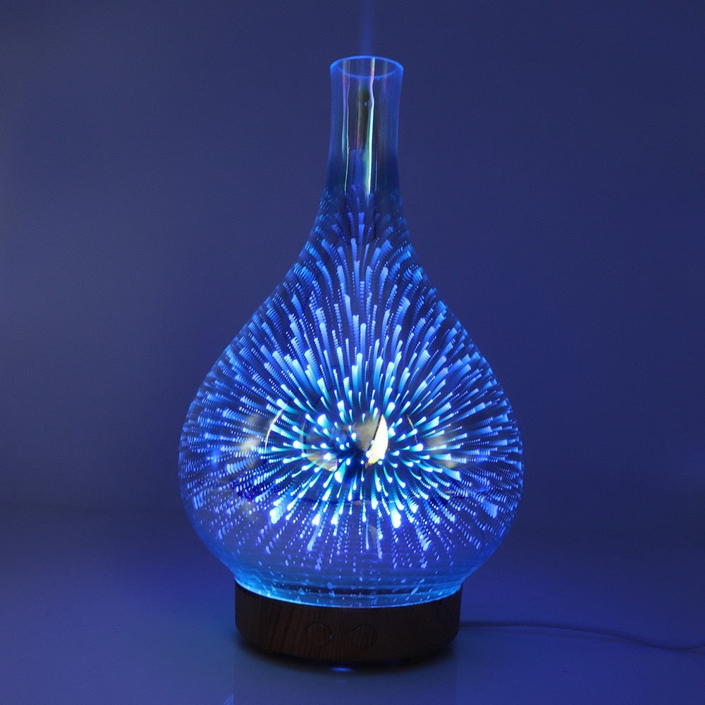 Difusor de aceites esenciales AromaBurst con cristal 3D y luces LED