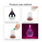 Difusor de aceites esenciales AromaBurst con cristal 3D y luces LED