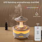 Difusor de aceites esenciales con efecto lluvia, luz LED y humidificador