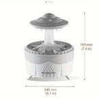 Difusor de aceites esenciales con efecto lluvia, luz LED y humidificador