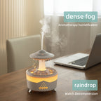 Difusor de aceites esenciales con efecto lluvia, luz LED y humidificador