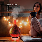Difusor de aceites esenciales y humidificador con efecto 3D de fuegos artificiales
