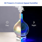 Difusor de aceites esenciales y humidificador con efecto 3D de fuegos artificiales