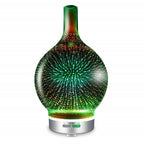 Difusor de aceites esenciales y humidificador con efecto 3D de fuegos artificiales