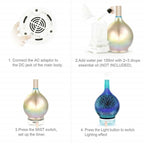 Difusor de aceites esenciales y humidificador con efecto 3D de fuegos artificiales