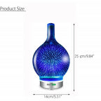 Difusor de aceites esenciales y humidificador con efecto 3D de fuegos artificiales