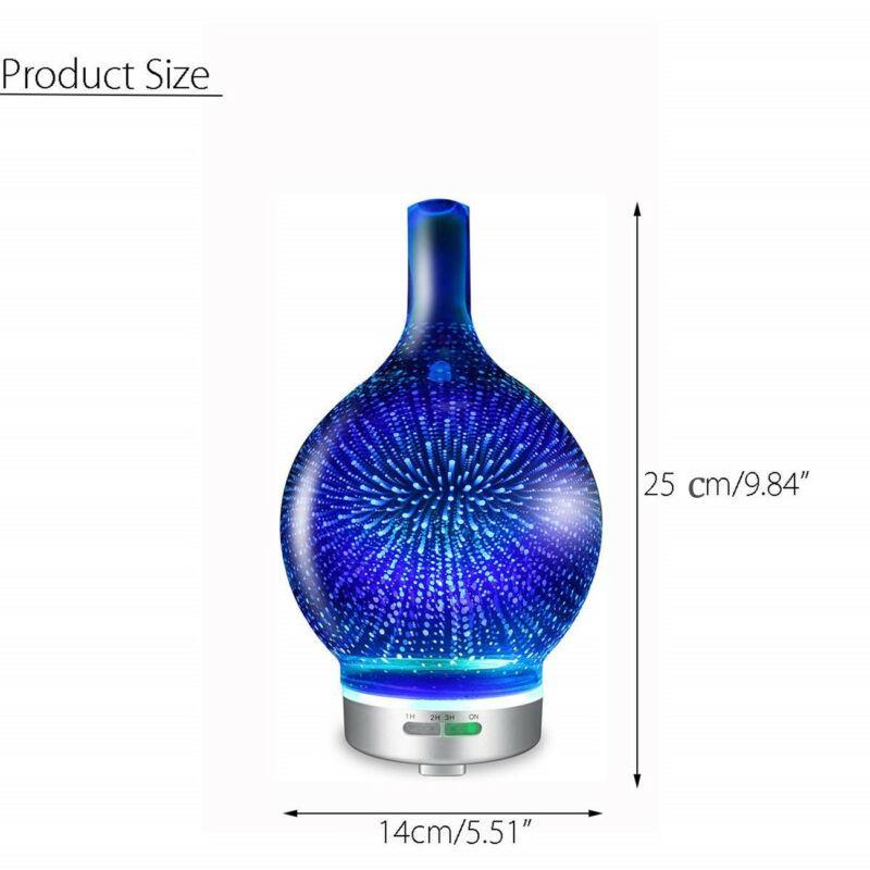 Difusor de aceites esenciales y humidificador con efecto 3D de fuegos artificiales