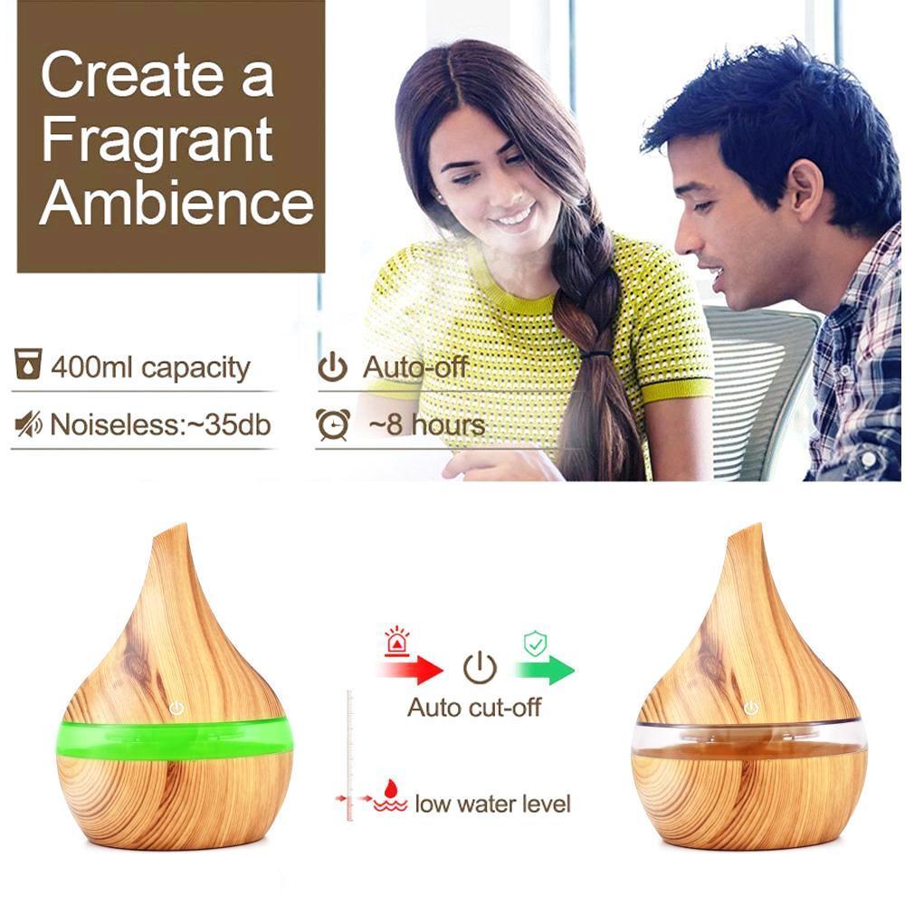 Difusor de aceites esenciales ultrasónico con efecto madera
