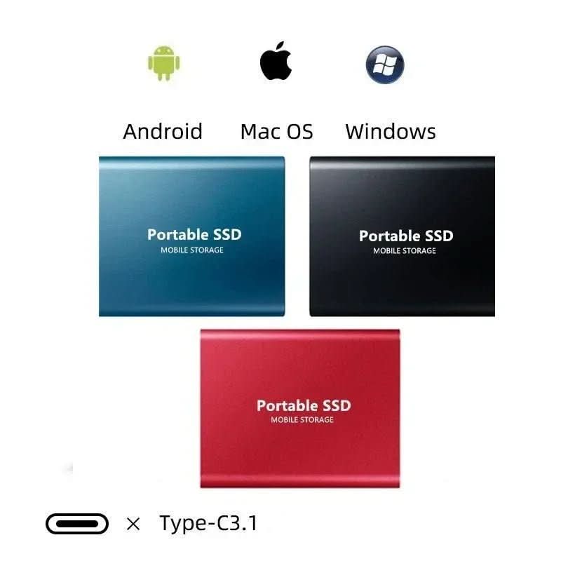 Disco duro externo de 100 GB con conexión ultrarrápida USB-C y USB 3.1