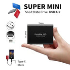 Disco duro externo de 100 GB con conexión ultrarrápida USB-C y USB 3.1