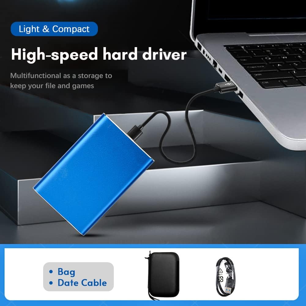 Disco duro portátil de 1 TB USB 3.0 con carcasa metálica y transferencia de alta velocidad