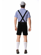 Disfraz de lederhosen de Oktoberfest para hombre – Set tradicional con camisa, tirantes y pantalones hasta la rodilla, M