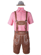 Disfraz de lederhosen de Oktoberfest para hombre – Set tradicional con camisa, tirantes y pantalones hasta la rodilla, M