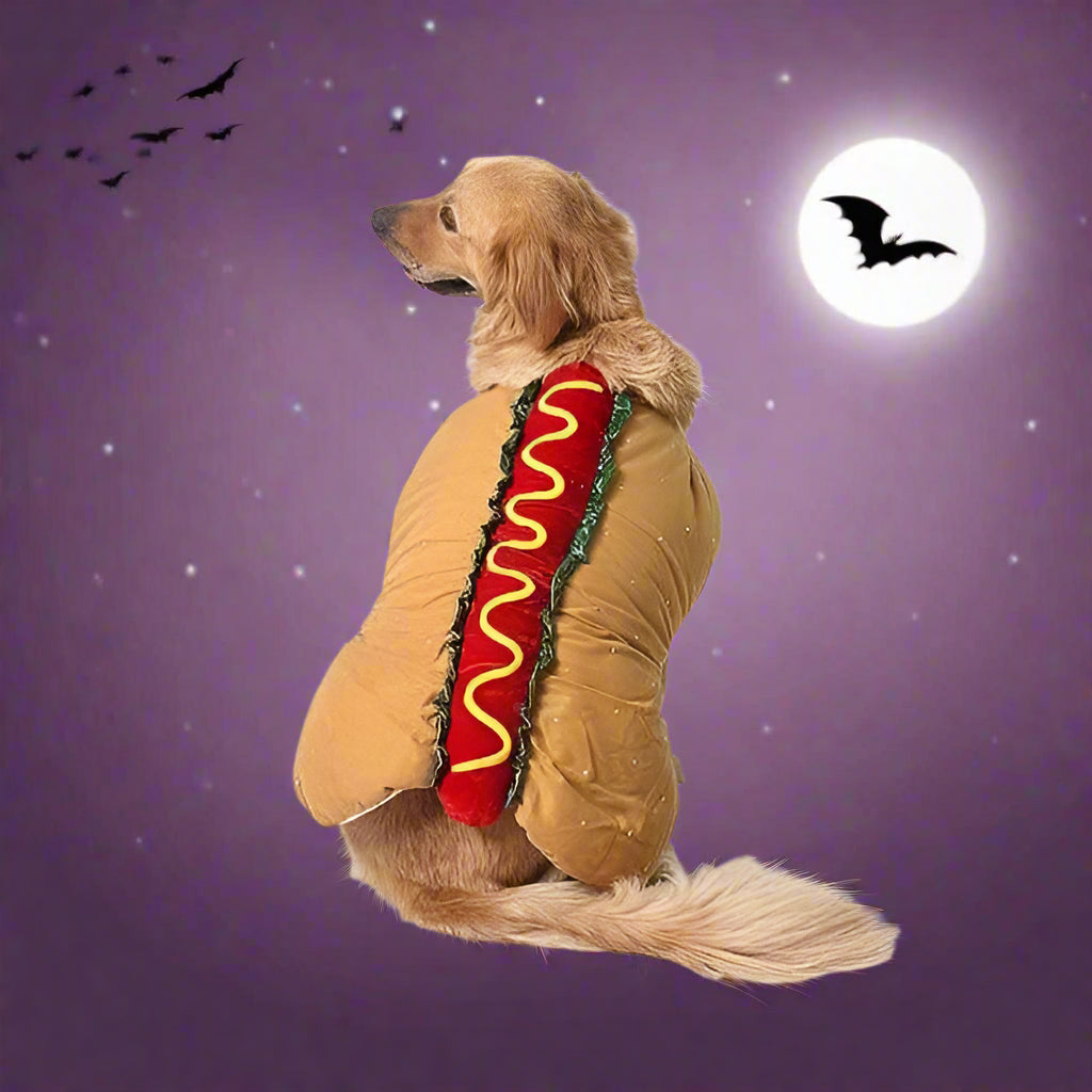 Disfraz de perrito caliente para perros, traje de Halloween de una pieza con correas ajustables de velcro, tallas XS a 2