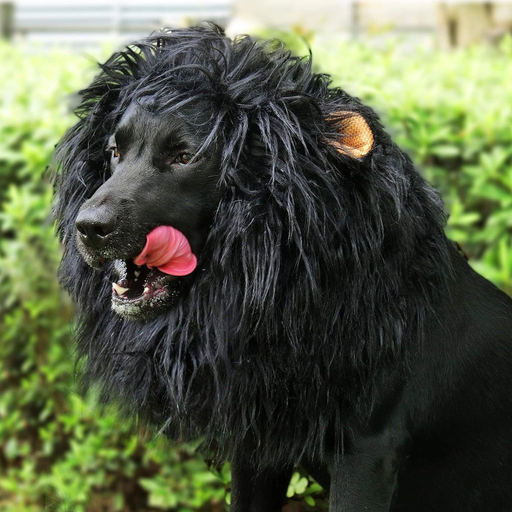Disfraz de melena de león para perros en Halloween, melena de león de peluche con orejas para perros medianos y grandes,