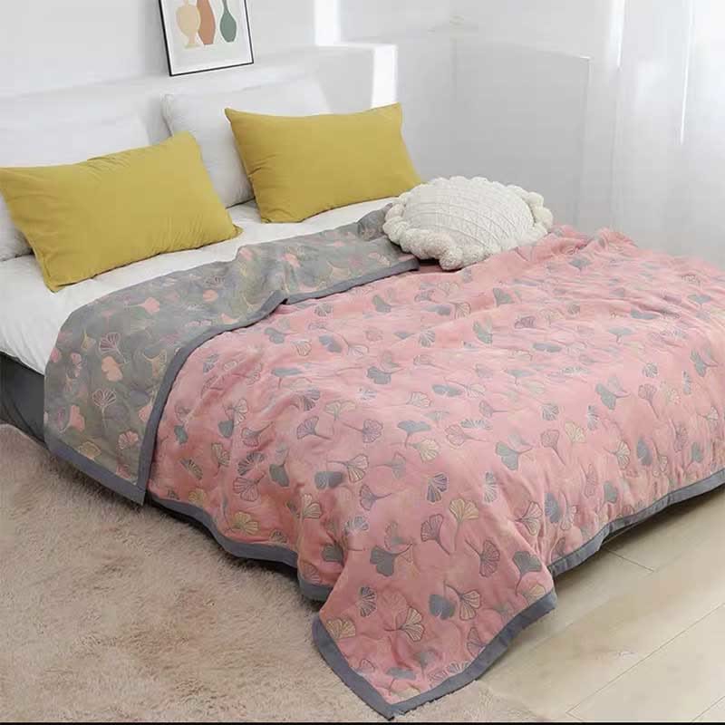 Edredón de algodón premium con elegante estampado de hojas