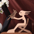 Escultura de madera para amantes de las mascotas — Figura decorativa perro y familia