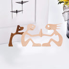 Escultura de madera para amantes de las mascotas — Figura decorativa perro y familia